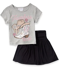 Tween Diva Big Girls Short Sleeve Fearless T-Shirt & Solid Skort Set