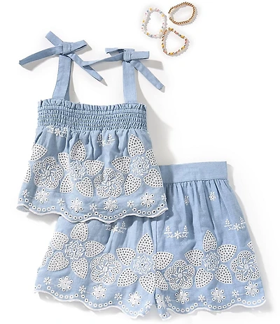 Tween Diva Big Girls Sleeveless Eyelet-Embroidered Tank Top & Matching Shorts Set