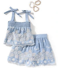 Tween Diva Big Girls Sleeveless Eyelet-Embroidered Tank Top & Matching Shorts Set