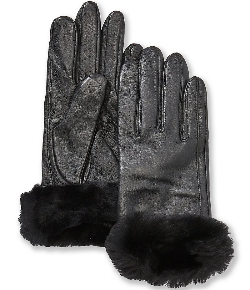 UGG Women's Leather Sheepskin Cuff Gloves
