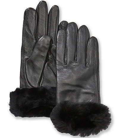 UGG Women's Leather Sheepskin Cuff Gloves