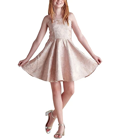 Un Deux Trois Big Girls Fit And Flare Jacquard Dress