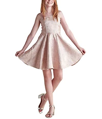 Un Deux Trois Big Girls Fit And Flare Jacquard Dress