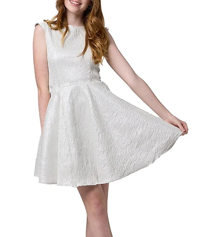 Un Deux Trois Big Girls Sleeveless Metallic Fit-And-Flare Dress