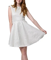 Un Deux Trois Big Girls Sleeveless Metallic Fit-And-Flare Dress