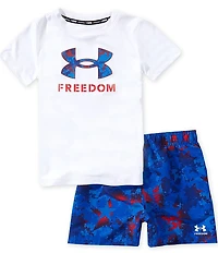 Under Armour Little Boys Short Sleeve Freedom Tee & Swim Trunks Set