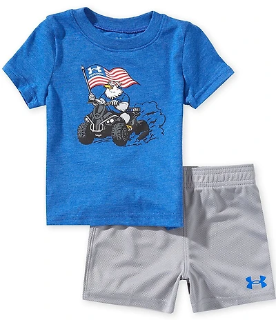 Under Armour Baby Boys Freedom Short Sleeve Eagle Graphic Jersey T-Shirt & Mesh Shorts Set