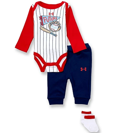 Under Armour Baby Boys Long Sleeve MVP Bodysuit , Socks And Pants 3-Piece Set