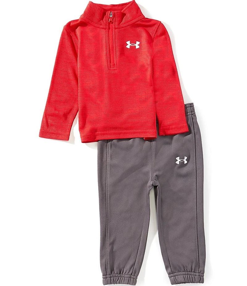 Under Armour Baby Boys Red 1/4 Zip Rye Bread Top & Jogger Set