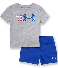 Under Armour Baby Boys Short-Sleeve Americana Flag Jersey T-Shirt & Solid Mesh Shorts Set