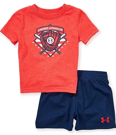 Under Armour Baby Boys Short Sleeve Baseball Americana T-Shirt & Shorts 2-Piece Set