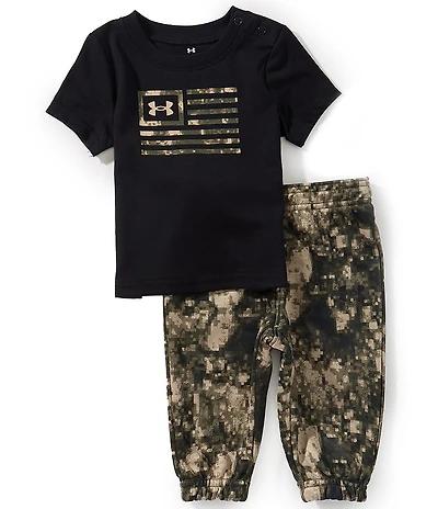 Under Armour Baby Boys Short Sleeve Freedom Fill Jersey T-Shirt & Camouflage French Terry Jogger Pants Set