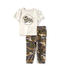 Under Armour Baby Boys Short Sleeve Freedom Flag T-Shirt & Matching Jogger Pants Set