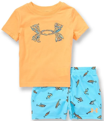 Under Armour Baby Boys Short-Sleeve Lure-Logo Jersey T-Shirt & Lure-Printed Interlock Shorts Set