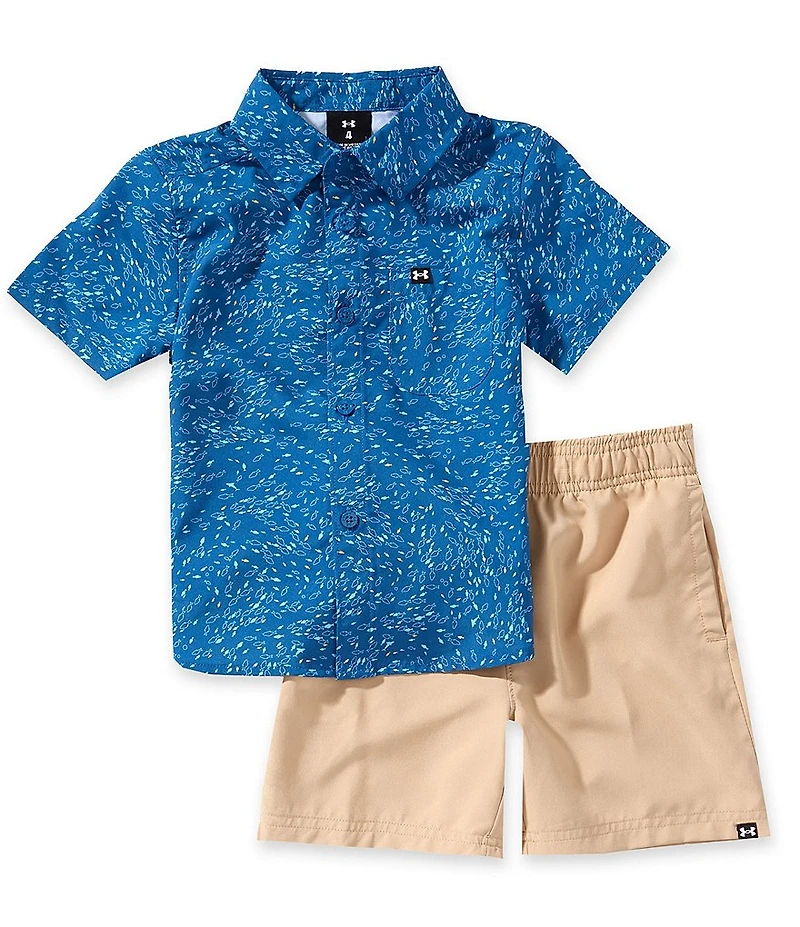 Under Armour Baby Boys Short-Sleeve Printed Drift Tide Shirt & Solid Pull-On Woven Shorts Set