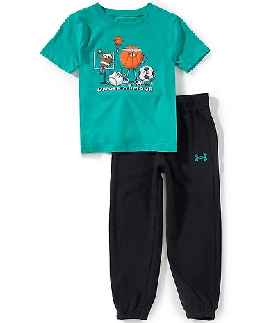 Under Armour Baby Boys Short-Sleeve Puff-Print Jersey T-Shirt & Coordinating Rival Terrycloth Jogger Pant Set