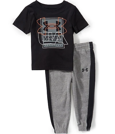Under Armour Baby Boys Short Sleeve Rival Logo Graphic Jersey T-Shirt & Coordinating Terrycloth Jogger Pants Set