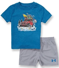 Under Armour Baby Boys Short Sleeve River Run Jersey T-Shirt & Solid Flat-Back Mesh Shorts Set