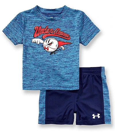Under Armour Baby Boys Short Sleeve Tech Super Baseball Tee & Shorts 2-Piece Set