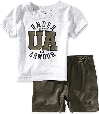Under Armour Baby Boys Short-Sleeve UA T-Shirt & Camouflage Printed Shorts Set