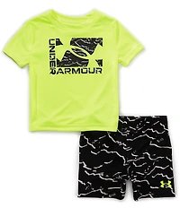 Under Armour Baby Boys Short Sleeves Hi-Vis Print Tech T-Shirt & Printed Shorts 2-Piece Set