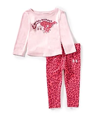 Under Armour Baby Girls Cheetah Puff Ink Long Sleeve T-Shirt & Cheetah Printed Leggings Set
