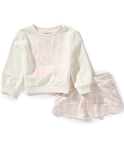 Under Armour Baby Girls Long Sleeve Rival Pullover & Plaid Skort Set