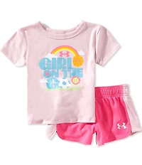 Under Armour Baby Girls Short Sleeve On Go Mesh T-Shirt & Shorts 2-Piece Set