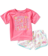 Under Armour Baby Girls Short Sleeve Printed Tee & Woven Shorts 2-Piece Set