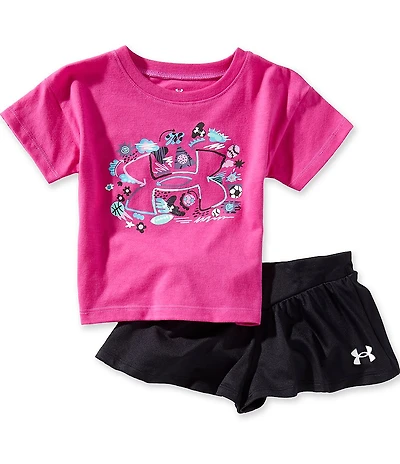 Under Armour Baby Girls Short Sleeves Tee & Flare Shorts 2-Piece Set