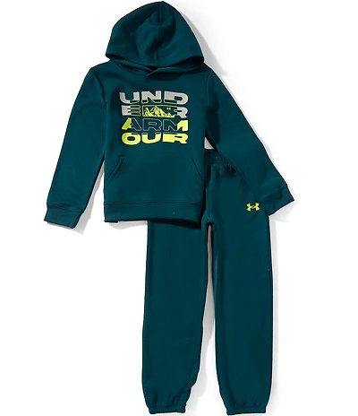 Under Armour Big Boys Long Sleeve Logo Fleece Hoodie & Matching Jogger Pants 2-Piece Set
