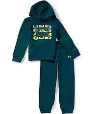 Under Armour Big Boys Long Sleeve Logo Fleece Hoodie & Matching Jogger Pants 2-Piece Set