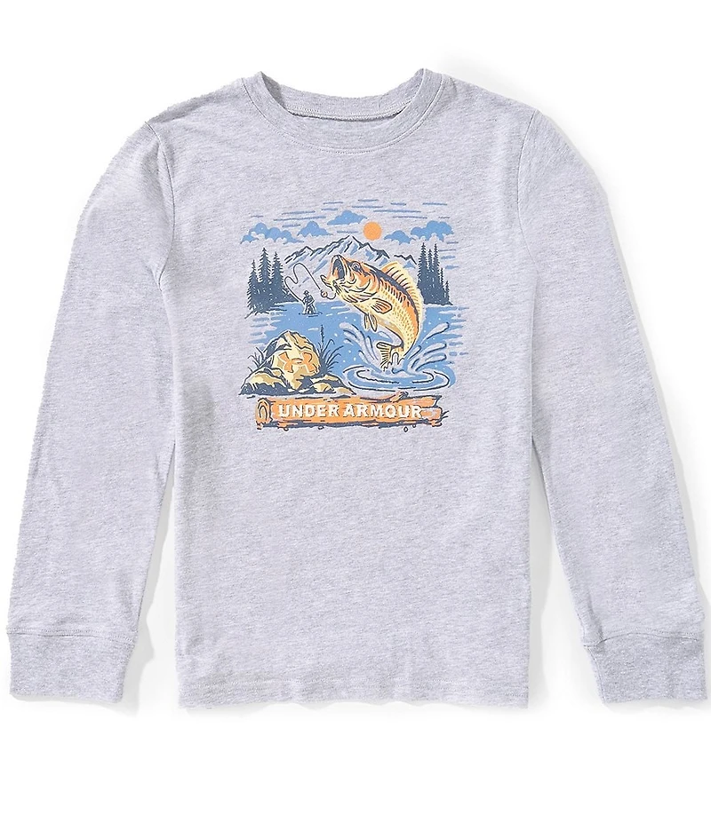 Under Armour Big Girls Long Sleeve Hooked Cuff Logo Graphic Shirt