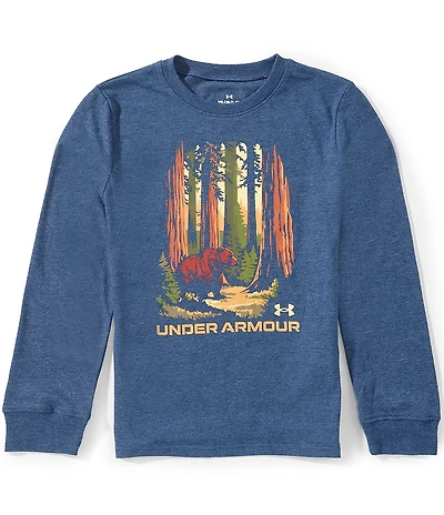 Under Armour Big Girls Long Sleeve Tree Bear Logo Shirt