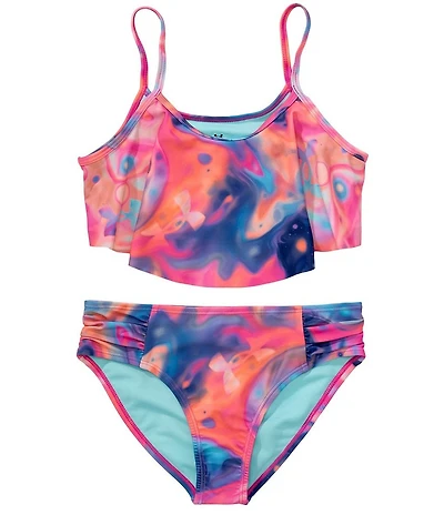 Under Armour Big Girls Mixed-Media-Printed Halterkini Top & Matching Hipster Bottom Two-Piece Swimsuit
