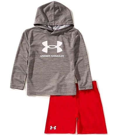 Under Armour Little Boys Long Sleeve Big Icon Mesh Hoodie & Coordinating Speed Tech Shorts Set