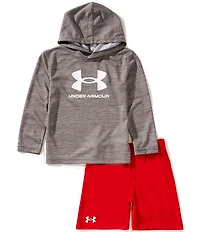 Under Armour Little Boys Long Sleeve Big Icon Mesh Hoodie & Coordinating Speed Tech Shorts Set