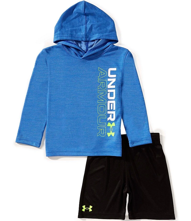 Under Armour Little Boys Long-Sleeve Logo Mesh Hoodie & Coordinating Speed Tech Shorts Set