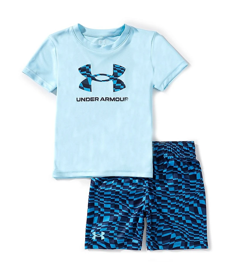 Under Armour Little Boys Short-Sleeve Big Logo Shirt & Wave-Print Shorts Set