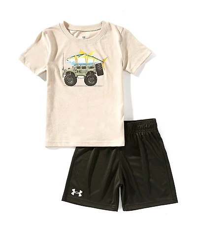 Under Armour Little Boys Short-Sleeve Tuna Truck Graphic T-Shirt & Solid Shorts Set