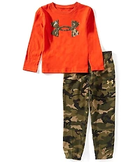 Under Armour Little Boys Long Sleeve Camp Logo & Camouflage Print Joggers 2-Piece Set