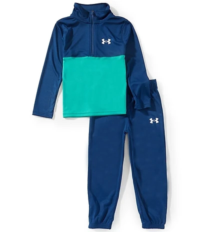 Under Armour Little Boys Long Sleeve Color Block Quarter Zip Tech Performance Pullover & Coordinating Jogger Pants 2-Piece Set