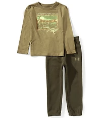 Under Armour Little Boys Long Sleeve Desert Lizard T-Shirt & Fleece Jogger Pants 2-Piece Set