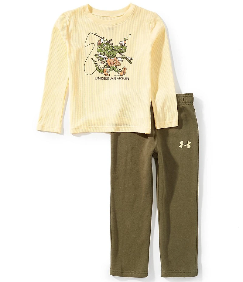 Under Armour Little Boys Long Sleeve Fishing Gator Tee & Fleece Jogger Pants Set