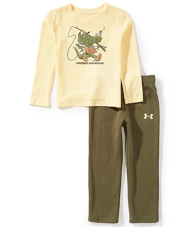 Under Armour Little Boys Long Sleeve Fishing Gator Tee & Fleece Jogger Pants Set