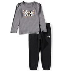 Under Armour Little Boys Long Sleeve Football Logo T-Shirt & Fleece Jogger Pants 2-Piece Set