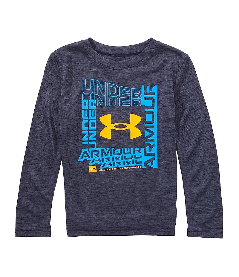 Under Armour Little Boys Long Sleeve Logo Frame Twist Tech T-Shirt