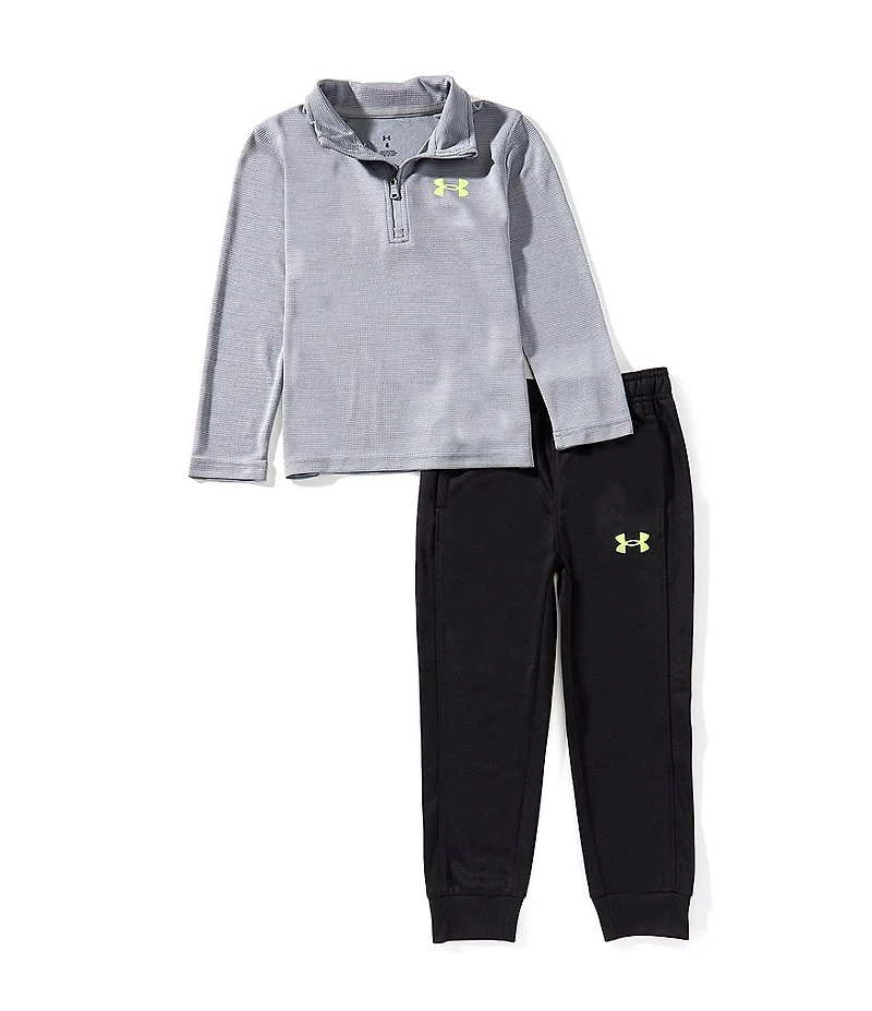 Under Armour Little Boys Long Sleeve Pullover 1/4 Zip Rye Bread T-Shirt & Jogger Pants