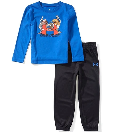 Under Armour Little Boys Long Sleeve Tee & Tricot Jogger Pants Set