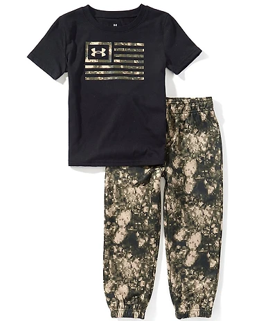 Under Armour Little Boys Short Sleeve Freedom Fill Tee & Jogger Pants Set